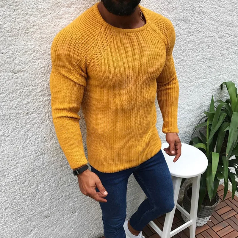 Men's Sweater Spring And Autumn New Slim-Fit Crewneck Pullover Casual Large-Size Sweater