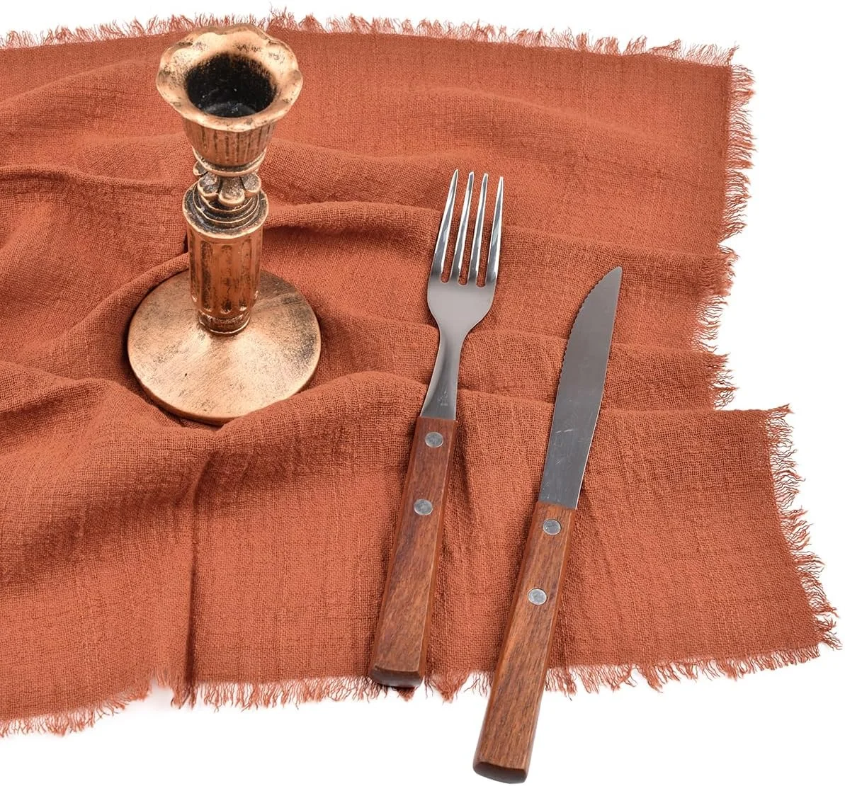 50pcs 32x32cm Terracotta Gauze Cotton NapkinReusable Tea Towel Wedding Party Christmas Table Decor Retro Burrs napkin Wholesale 2