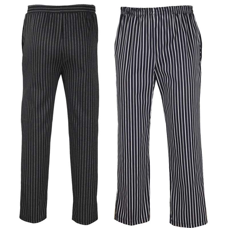 Chef Restaurnat Pants Men Women Fashion Kitchen Cook Waiter Elastic Waist with Pocket Baggy Working Trousers chef pants