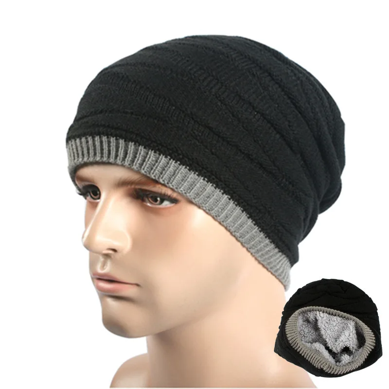 

2024 Men's Knitting Beanie Hat Braided Baggy Warm Winter Cap Solid Casual Skull Knitted Caps Hip Hop Thick Beanies Hats