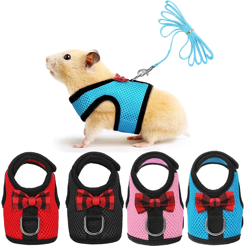 Small Animal Hamster Harness and Leash Set Mesh Rabbit Leash Lead Vest Harness for Guinea Pigs Chinchilla Rabbit Hamster rabbit harness and leash set rabbit harness set