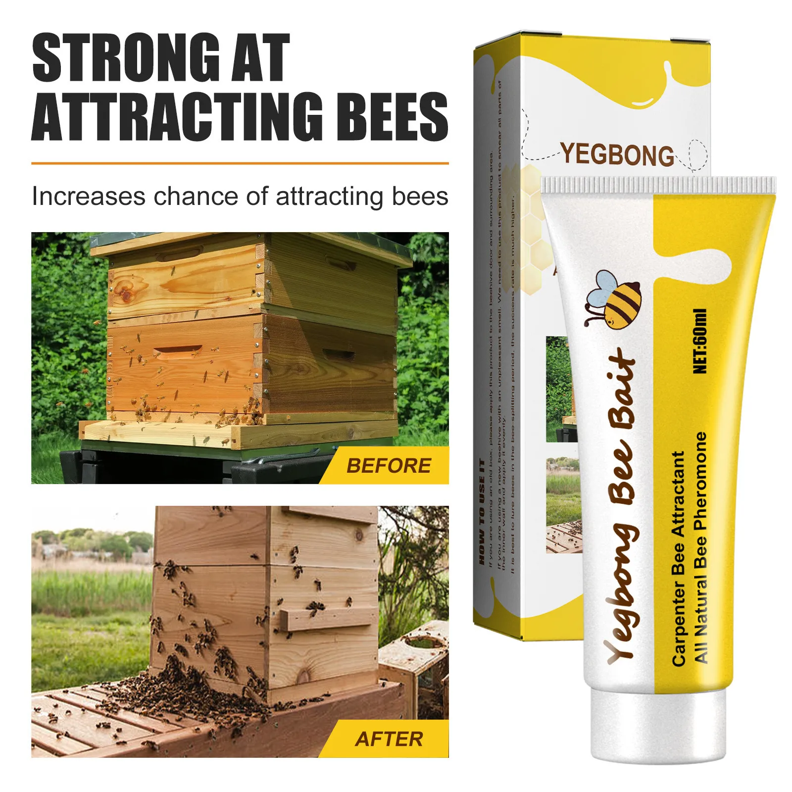 Bee Attractant Melon Orchard Adhesive Needle Tip Bee Keeping Tool 60ml Beekeeping Supplies For Gardens and Courtyards Paste
