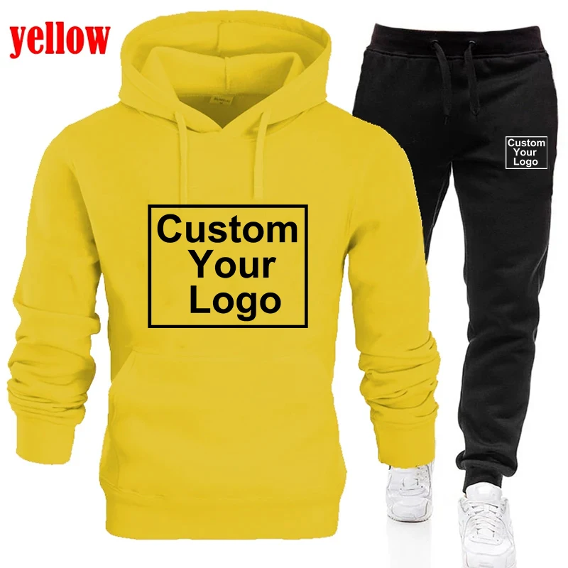 Autumn Men's Casual Tracksuit  DIY Hoodies Design Your Logo Set Sweatsuits Jogger Pant Suits Athletic Sports Casual Outfits 3