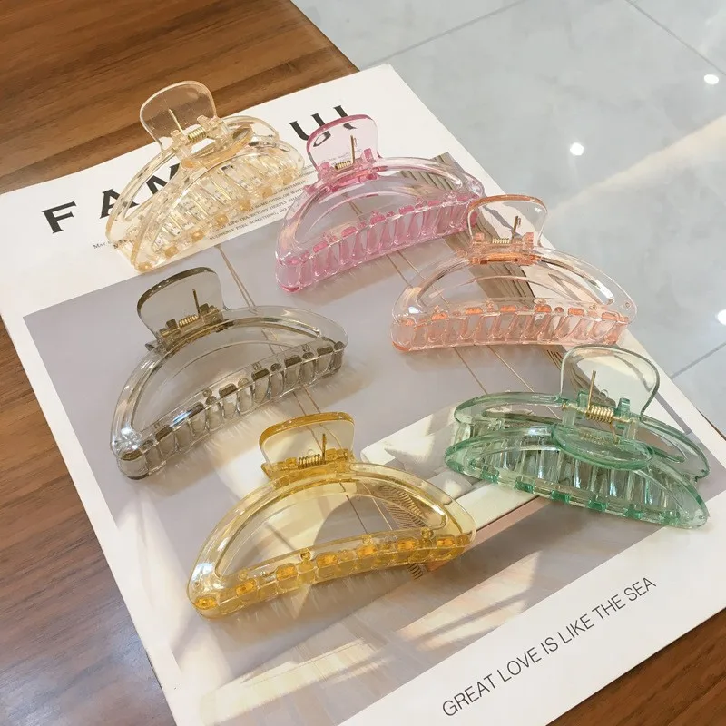 Muweordy Korean Trendy Hair Clips Transparent Hair Claws Plastic Hair Claw Clip Hair Accessory