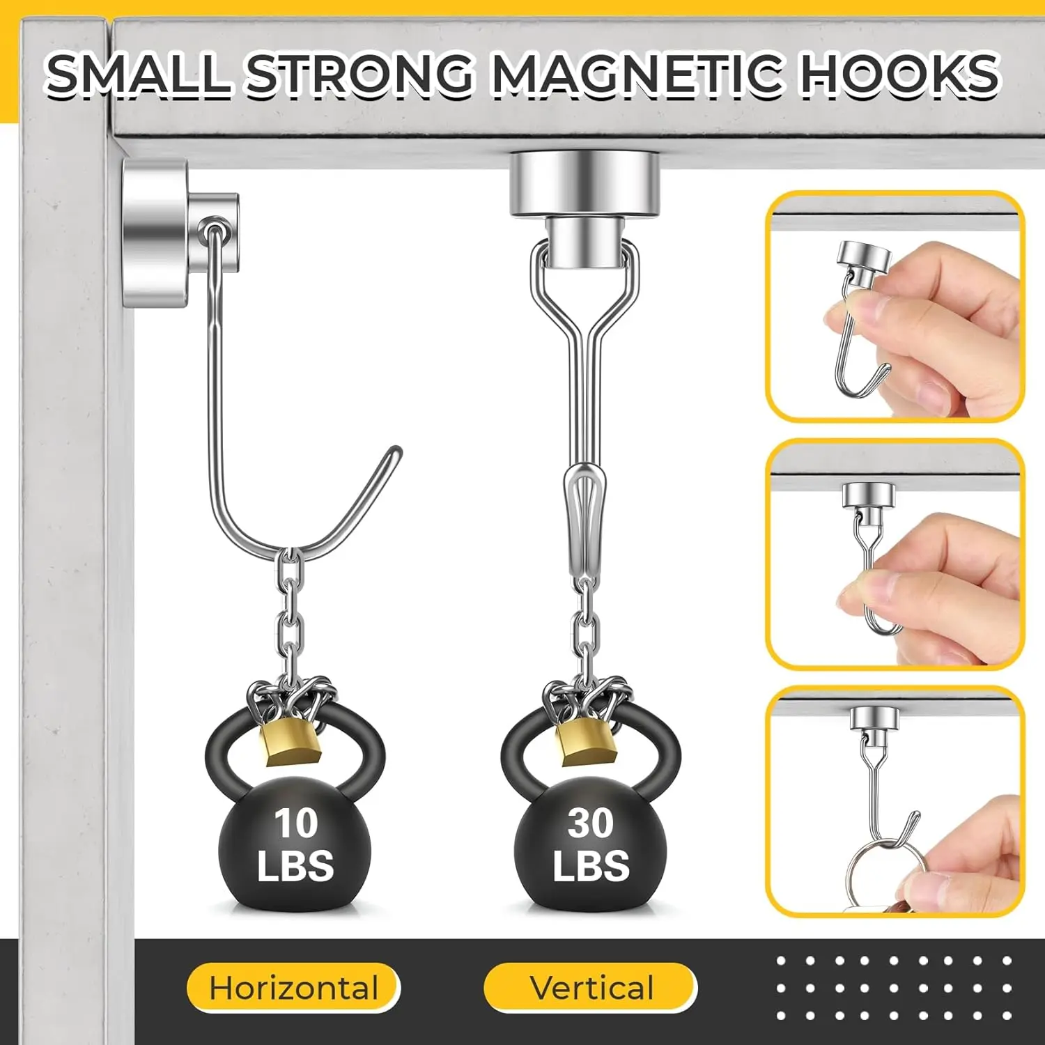 Magnetic Hooks Heavy Duty Magnets Hook 30LB Strong Neodymium Magnet with Swivel Hooks for Home Kitchen Refrigerator Wreath Keys