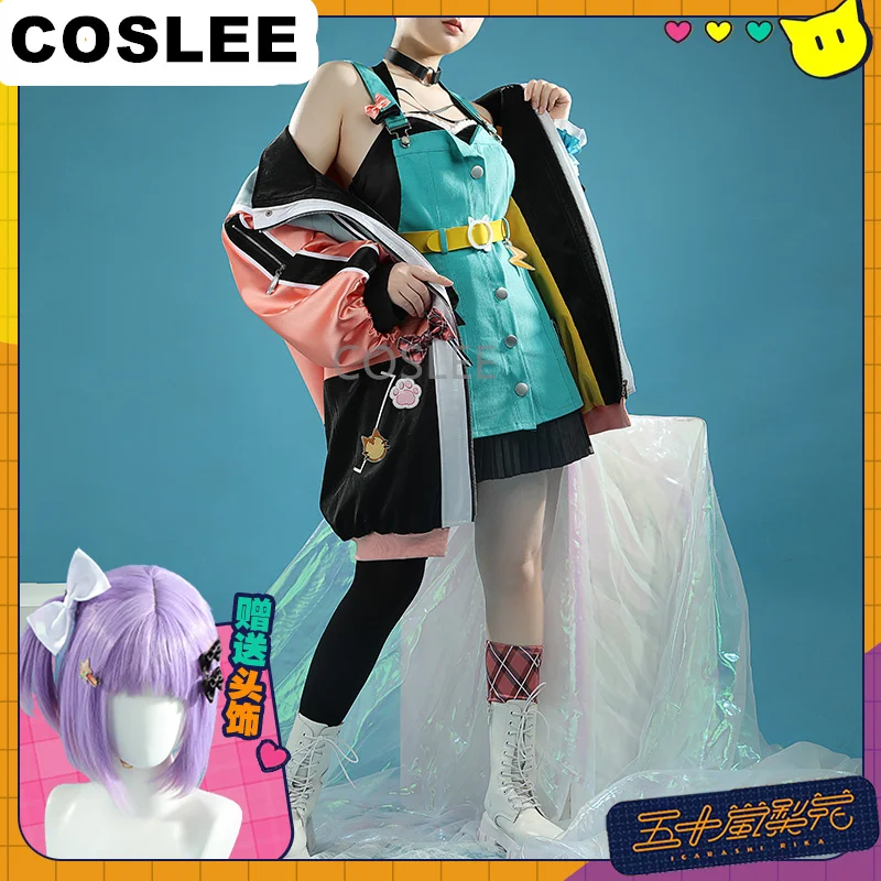 

COSLEE [S-3XL] Vtuber Nijisanji Igarashi Rika Cosplay Costume Uniform Dress Jacket Role Play Halloween Party Outfit Unisex New