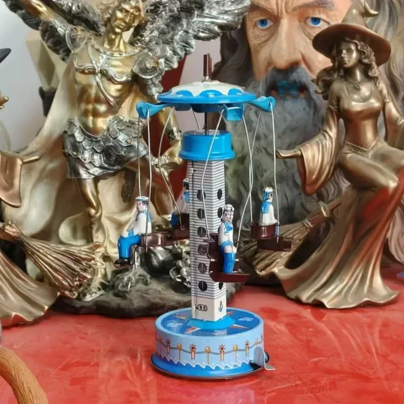 Adult Collection Retro Wind up toy Metal Tin Naval Training figure model Rotating Tower Mechanical Clockwork toy gift