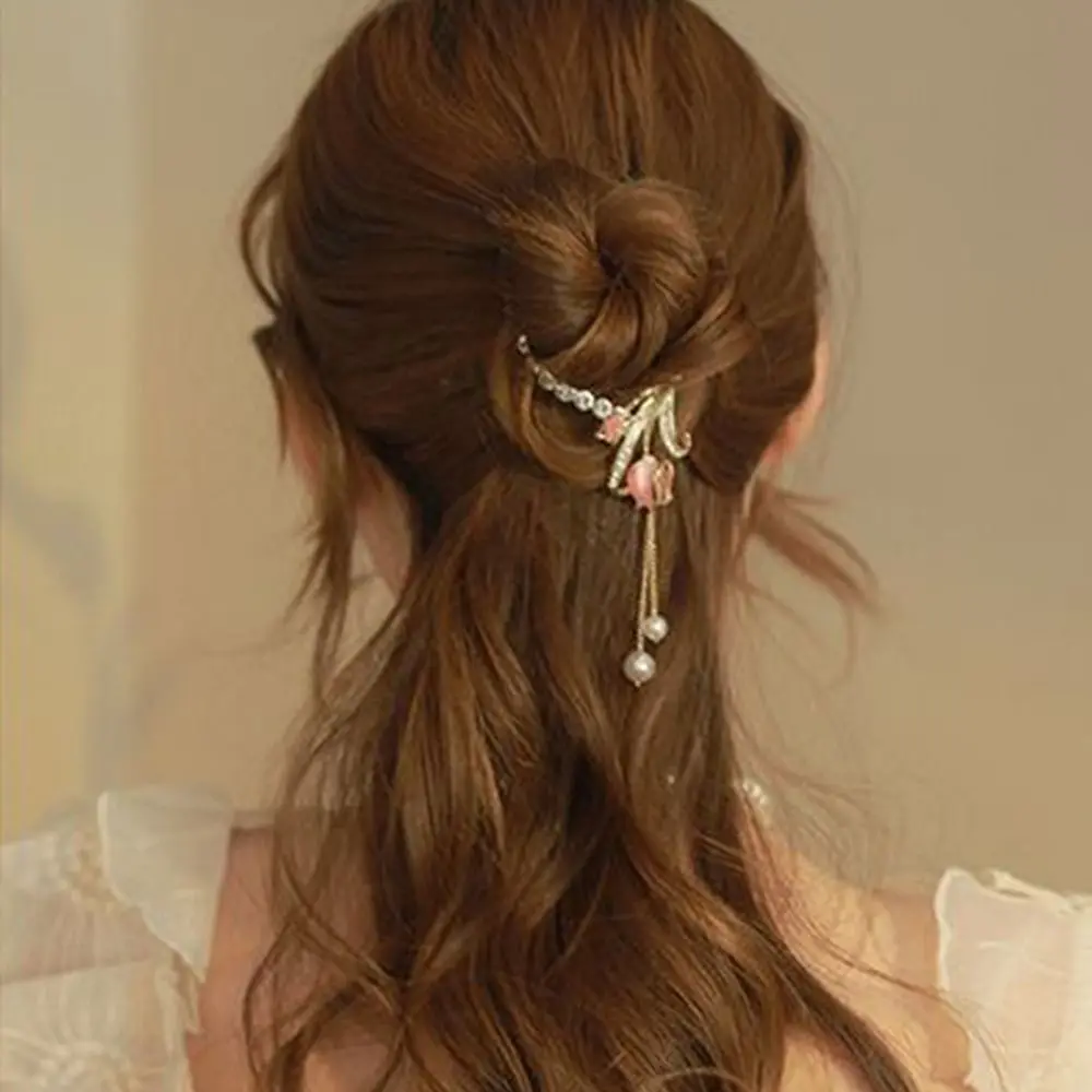 

Hair Accessory Tulip Ponytail Holder Imitation Pearl Hair Grip Clip Girl Hair Claw Women Ponytail Buckle Korean Style Hair Clip