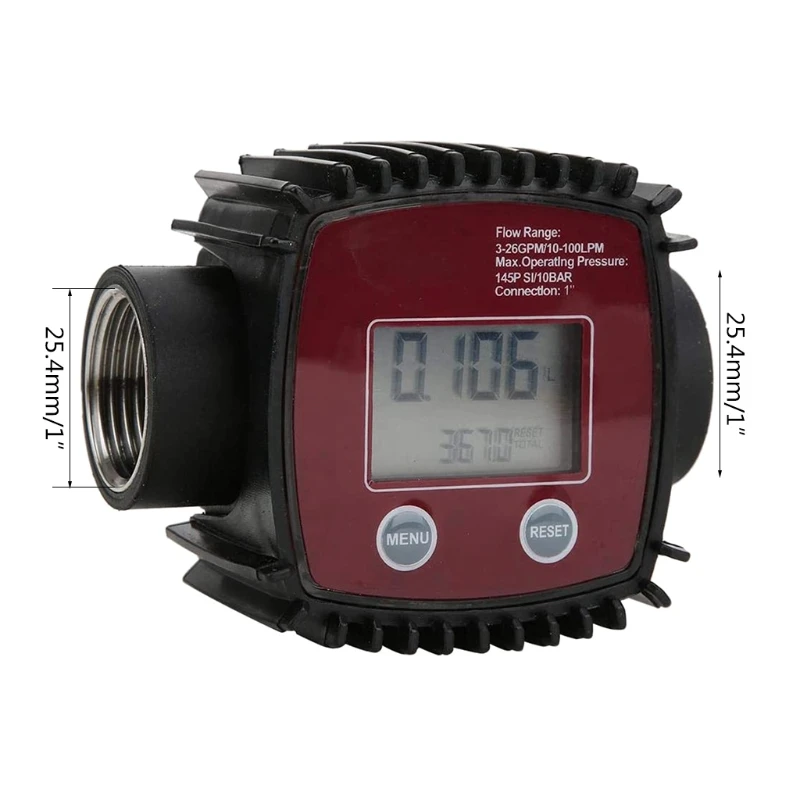 Flow Meter Inline Digital Display for TURBINE Meters Plastic Liquid Flow Meters 10-100 LPM Female Thread Flowme