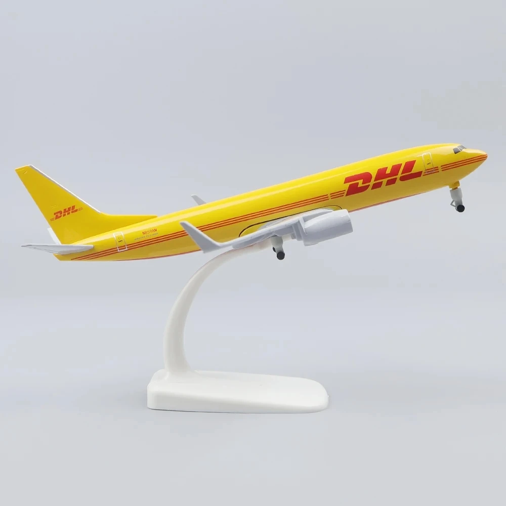 20CM Model B737 DHL Cargo Express Airline With Base Landing Gears Aircraft Resin Plane Model For Collection and Displays