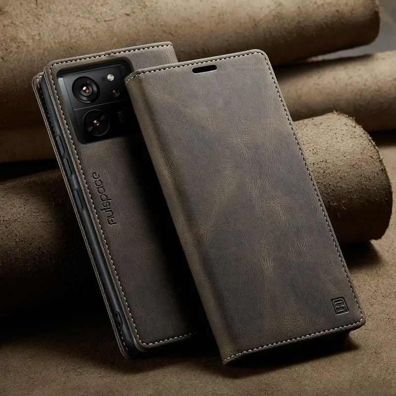 RFID Leather Flip Magnetic Wallet Case - Premium Protection with Elegant Design