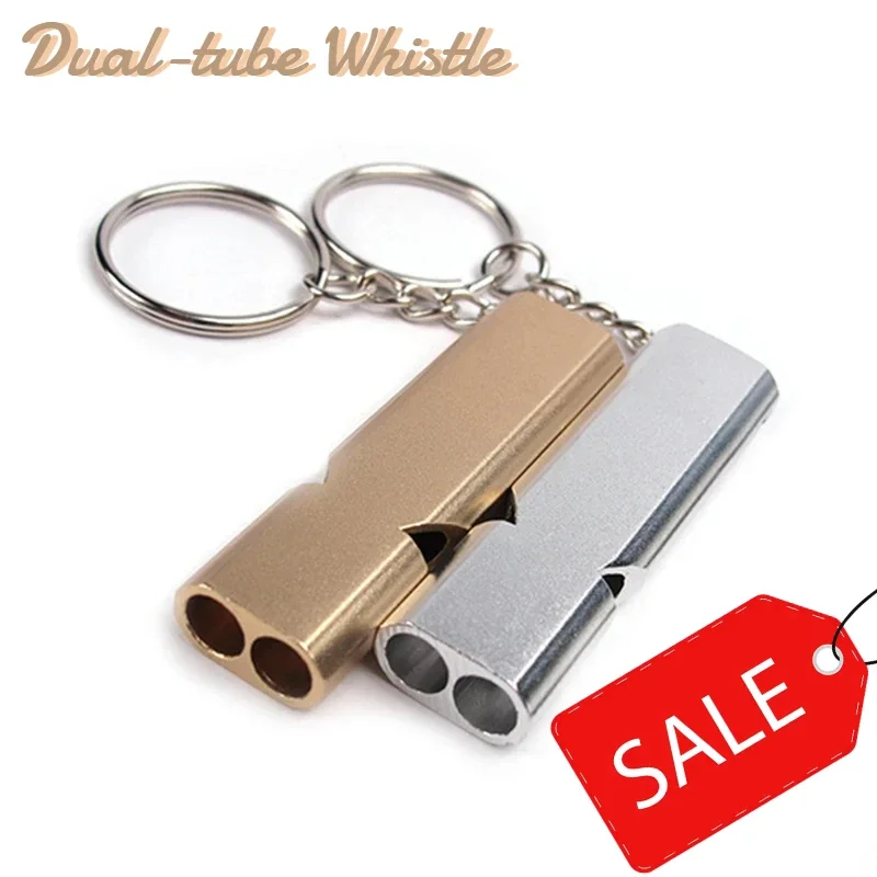 Sifflet de survie double tube ultime - Alliage aluminium léger et étanche pour sauvetage et camping
