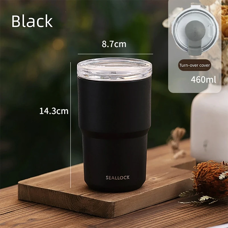 Tasse à café au lait en acier inoxydable de 460ml, Garrafa Termica café Copo, Thermos pour la maison, antidérapant, voyage, voiture, bouteille isolée, tasse thermique