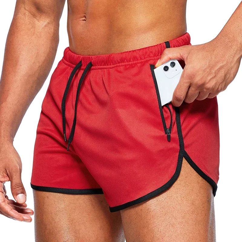

Men's Gym Shorts Mens Sports Shorts Sportswear Zipper Pocket Mens 3 inch Running Training Shorts Jogging Workout Short Pants