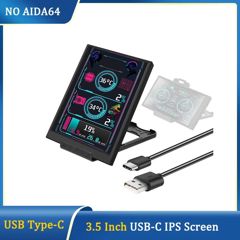 

3.5 Inch IPS Type-C Secondary Screen Mini Computer USB Display CPU GPU RAM HDD Monitor No Use AIDA64