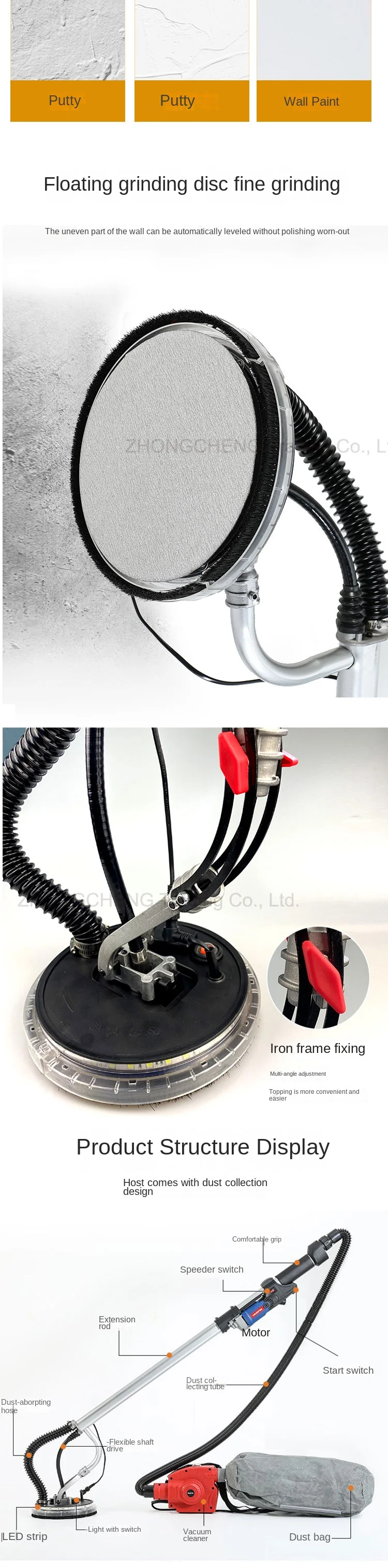 Wall Grinding Machine Putty Powder Grinding Long Rod Wall Grinding Polishing Mac