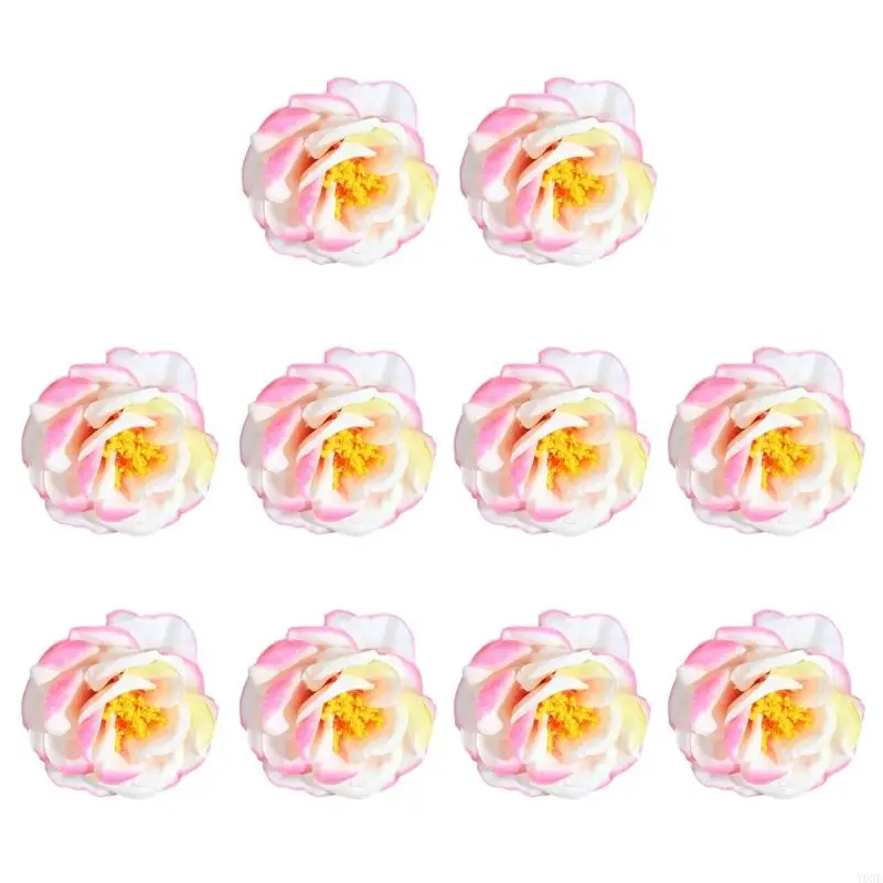 10 PCs Künstliche Blumenköpfe falsche Blumen Dekorative Blumenköpfe handwerksblüte Köpfe für Handwerkshome Dekoration Y08E – Detail 7
