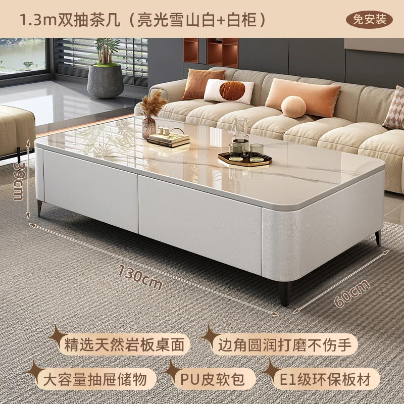 thumbnail image 1 of Mesa de centro de losa de roca para sala de estar, hogar, nuevo apartamento pequeño, ligero, de lujo, avanzado, moderno, sencillo, mueble de TV combinado, 2024, 1 of 4