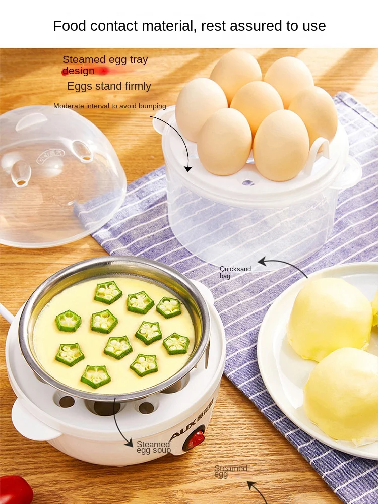 220V 1 Layer/2 Layers Automatic shut-off Egg Steamer with Multi-function Mini Food Steaming Cooker Egg Boiler 4