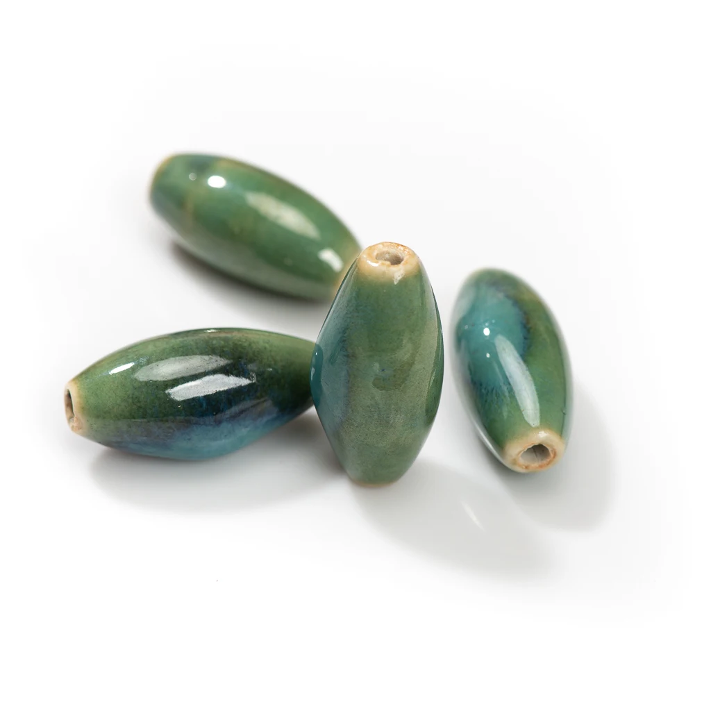Hand gefertigte große Keramik Teardrop Perlen Set 2 Stück 32x17x15mm für DIY Schmuck herstellung – Detail 5