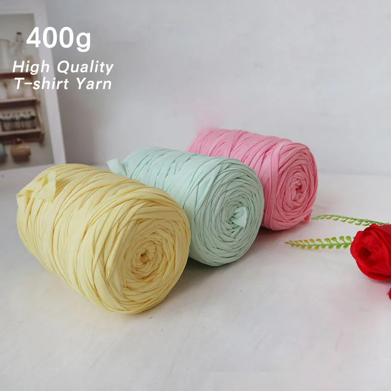 Thick Cotton T shirt Yarn for Crochet, DIY Blanket, Carpet, Handbag, Purse, Cushion, Hand Waved Threads, 400g 5