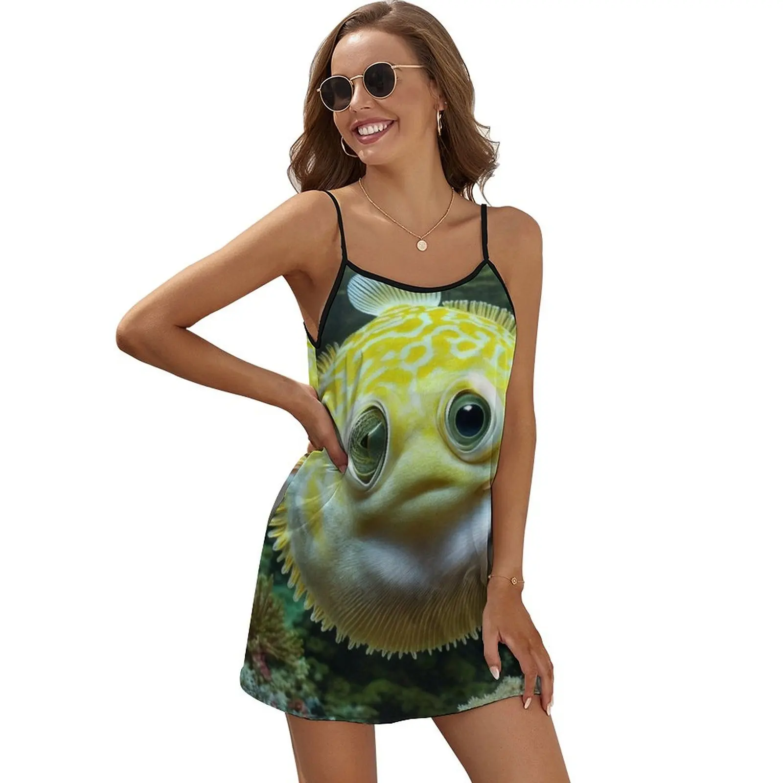 

Воздушная рыба. Женское летнее платье без рукавов с принтом