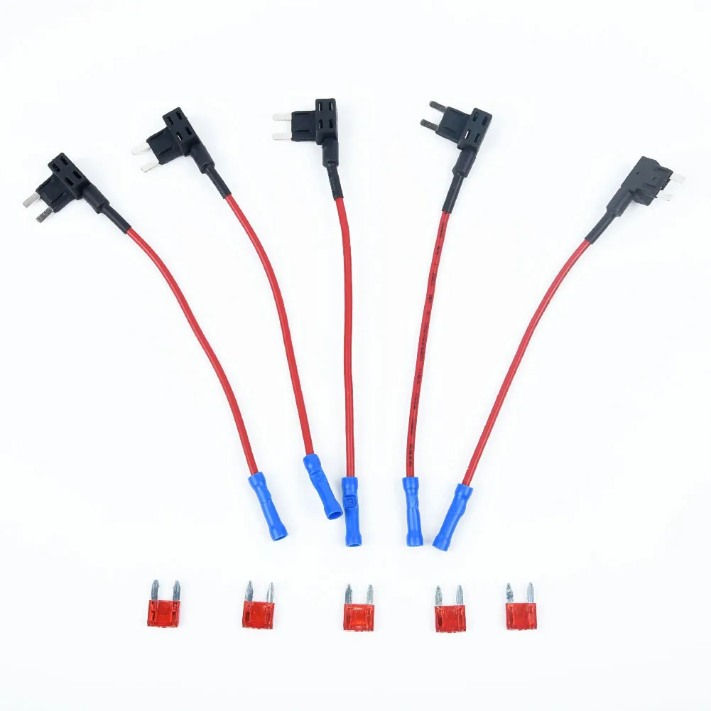 10PCS Mini Blade Fuse Holder Add-A-Circuit Fuse TAP Adapter w/ 5 Car Blade Fuses