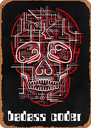 

Badass Coder череп винтажный вид металлический знак патент художественные принты Ретро подарок 8x12 дюймов