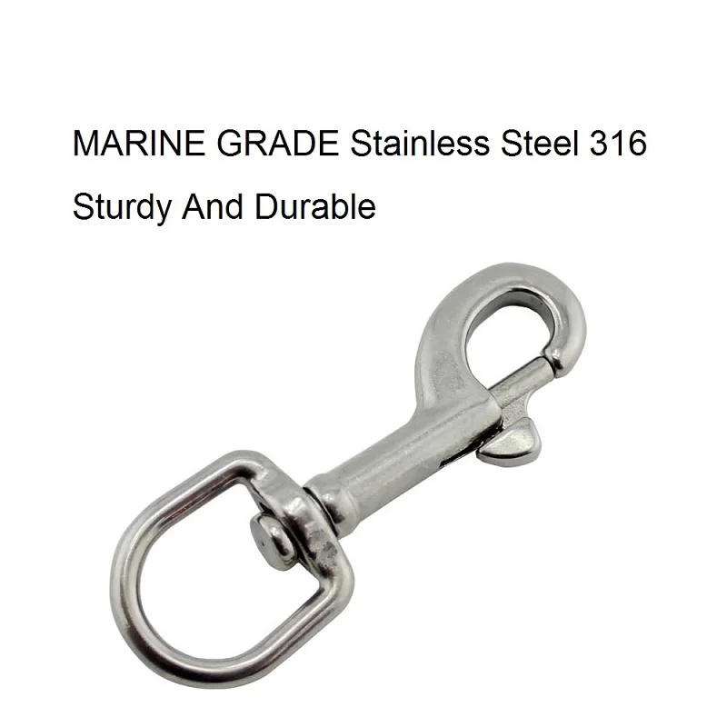 Stainless Steel 316 1 x 3 1/8 Bolt Snap Square Swivel End Marine Grade  Polished - US Stainless