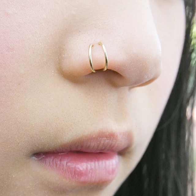 Fake Double Nose Ring, Fake Nose Ring, Nose Cuff No Piercing , Nosecuff,  Fake Double Ring for Non Pierced Nose - Etsy Denmark