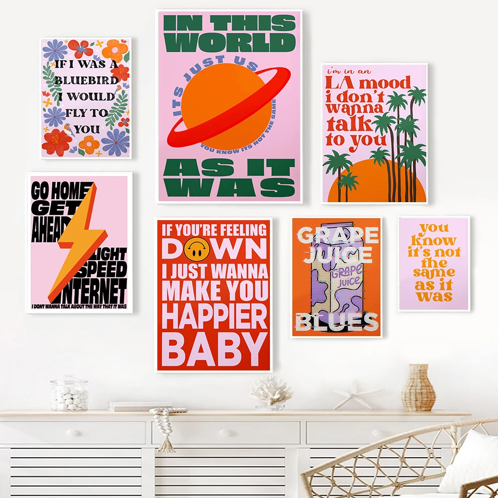 Abstract Color Lyrics Art Posters Quote Canvas Painting Fashion Music  Typography Wall Pictures Living Room Home Decor No Framed - Painting &  Calligraphy - AliExpress