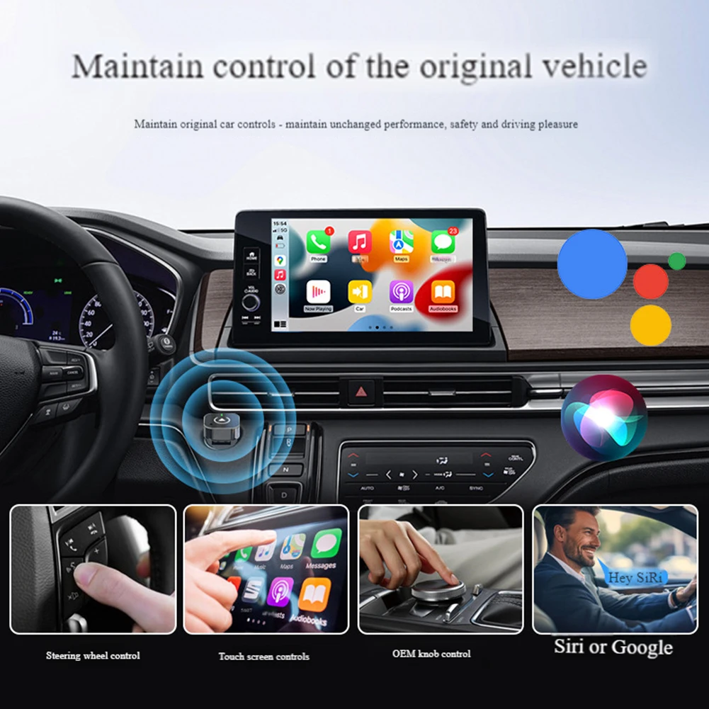 2 in 1 Wireless CarPlay Android Auto Adapter Plug & Play Convert Wired to Wireless Dongle for Factory Wired CarPlay Wired Cars