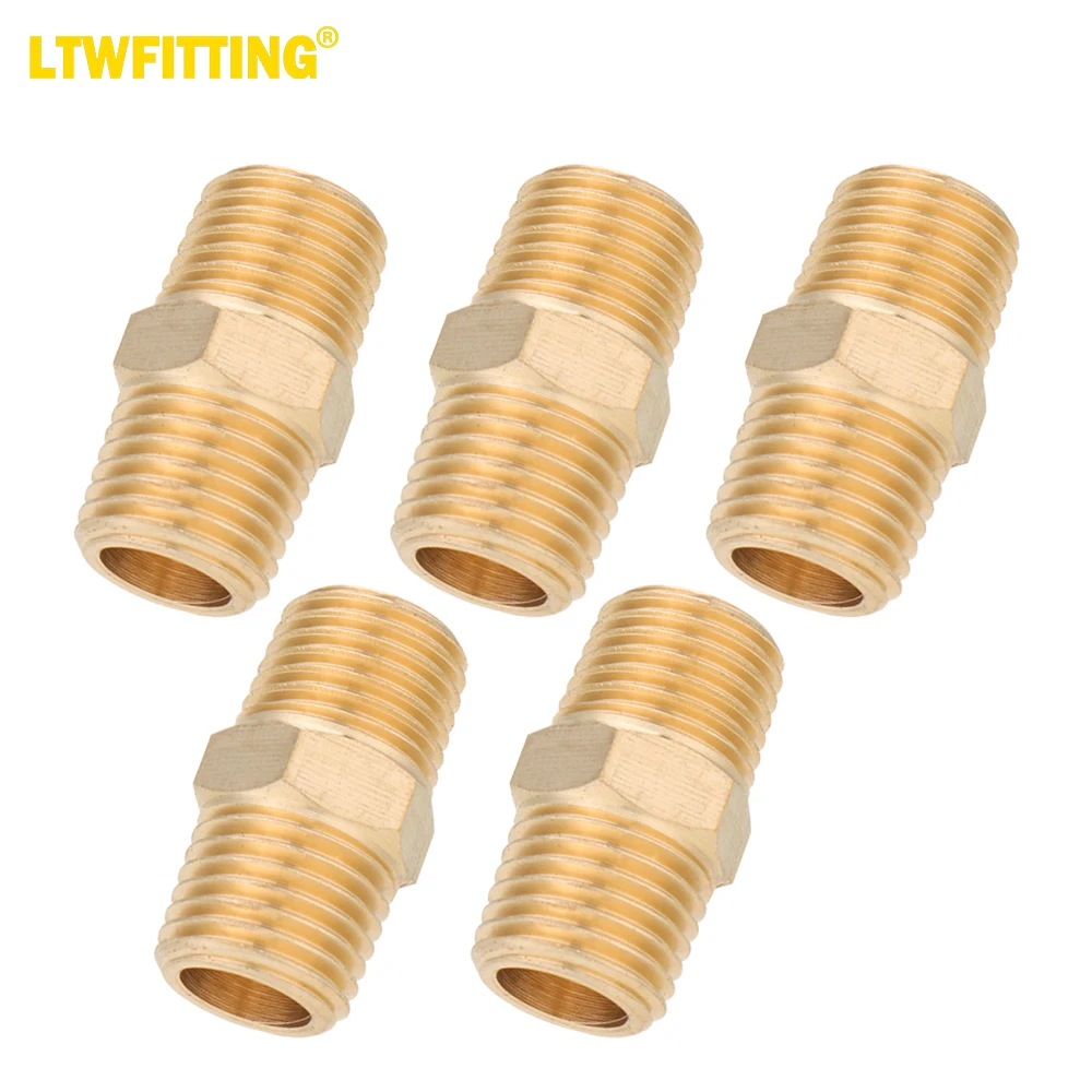 

Латунная Труба LTWFITTING, шестигранный штуцер для сосков 1/4x1/4 дюйма, наружная труба NPT MNPT MPT, для воздуха, топлива, воды (комплект из 5)