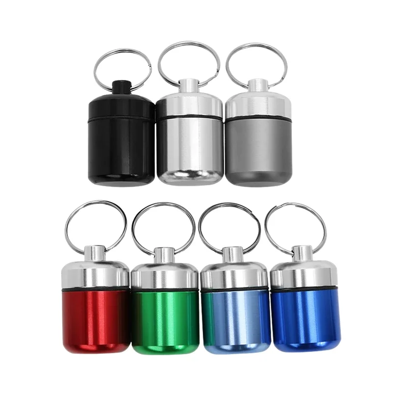 AluminumWaterproofPillBoxwithSealedStorageFlatHeadandKeychain