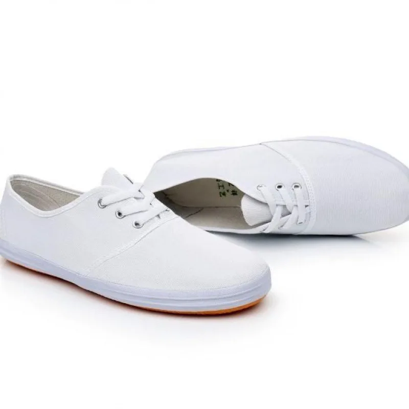 Classic White Solid Color Canvas Shoes Anti-skid Men and Women Exercise Martial Arts Tai Chi