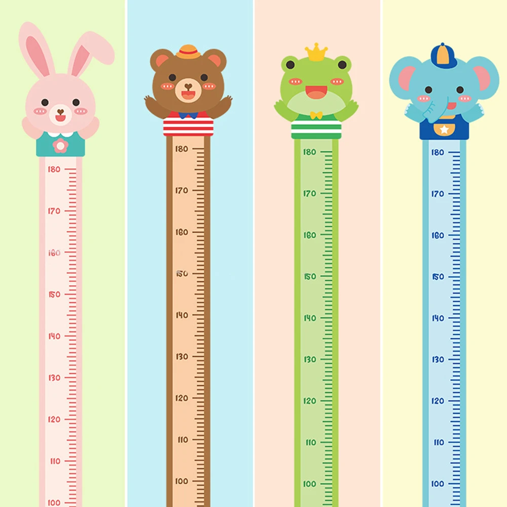 Cartoon Animal Growth Chart Wall Stickers Kindergarten Home Decoration Rabbit Giraffe Mural Children Height Measurement Stickers