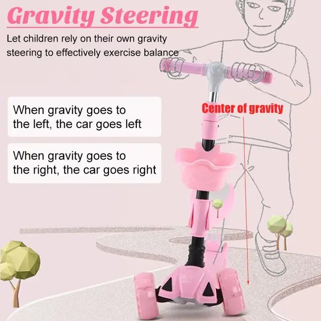 Children's Kick Scooter Folding Skateboard Kids Adjustable Height Flashing Light  for Toddlers 2-12 Year Scooter Gifts 4