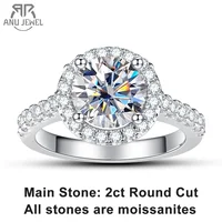 AnuJewel 2 Carat D Color Moissanite Halo Engagement Ring For Women 925 Sterling Silver Wedding  Rings Fine Jewelry Wholesale 1
