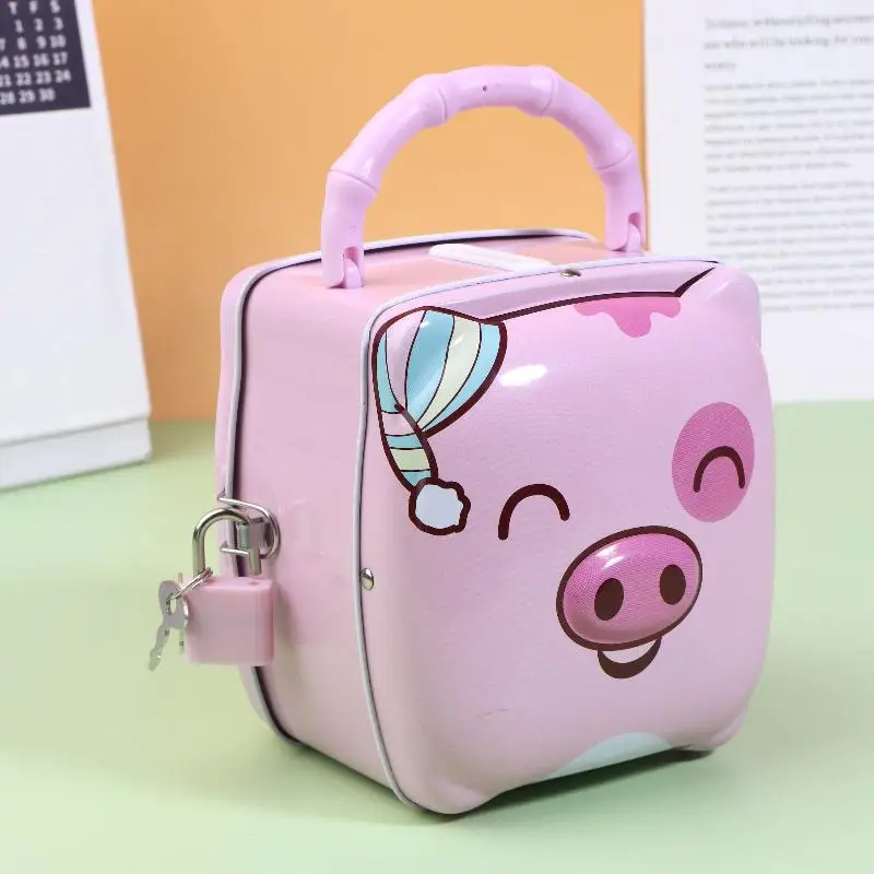 {Estate2} Scatola di risparmio a forma di maialino per bambini, piccola e con cartoni animati, ideale per la decorazione della casa._voghion.com