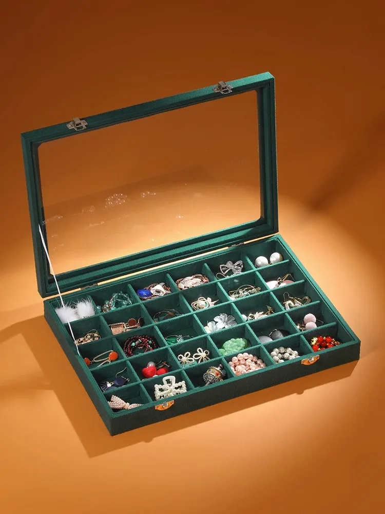Clear Lid 30 Grid Jewelry Organizer Box Storage Case Showcase