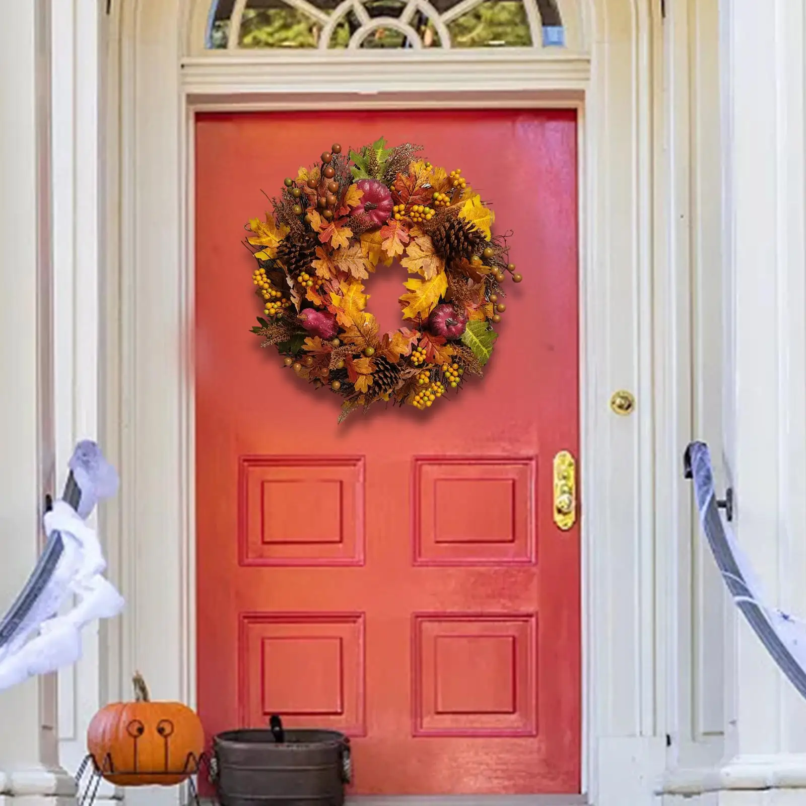 

Fall Pumpkin Wreath Floral Arrangement Garland for Festival Door