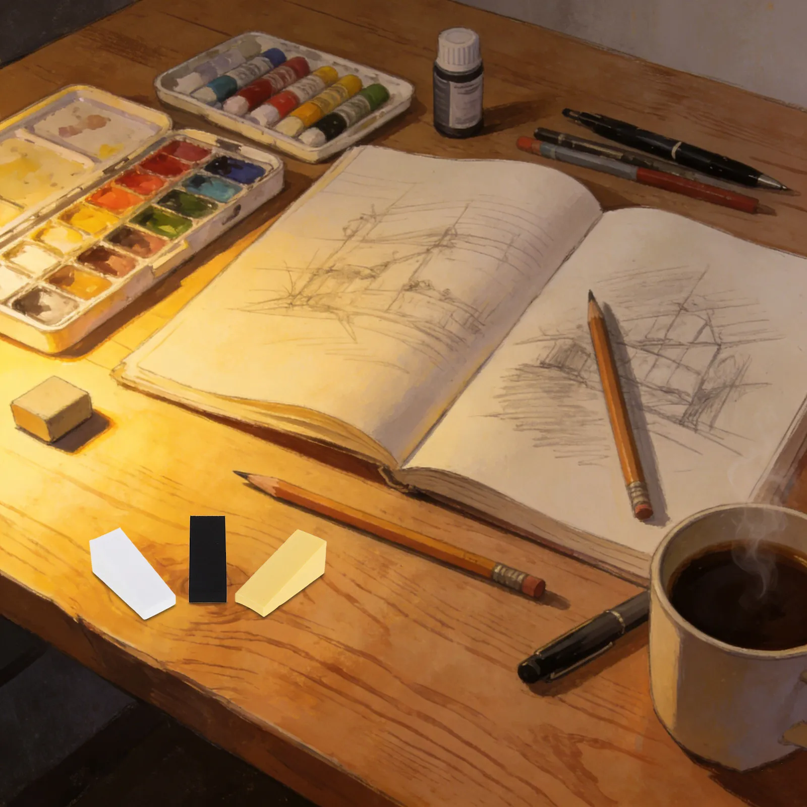 90개 아티스트 페인트 스펀지 삼각형 메이크업 스펀지 웨지 각진 폼 어플리케이터 얼굴 페인팅 미술 공예 드로잉 블렌딩용