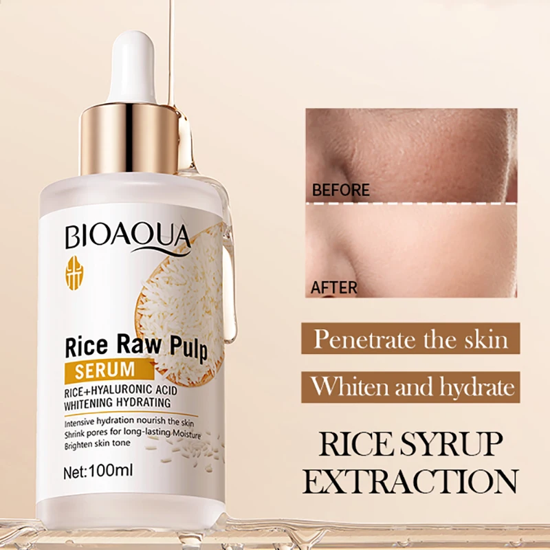 BIOAQUA White Rice Face Serum Moisturizing Anti Wrinkles Anti-Aging Whitening Facial Essence Skin Care for Face