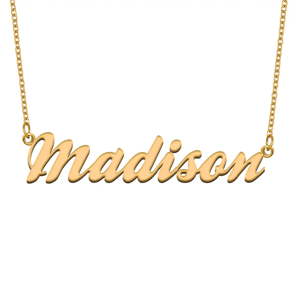 

Madison Name Necklace for Women Stainless Steel Jewelry Gold Plated Nameplate Chain Pendant Femme Mothers Girlfriend Gift