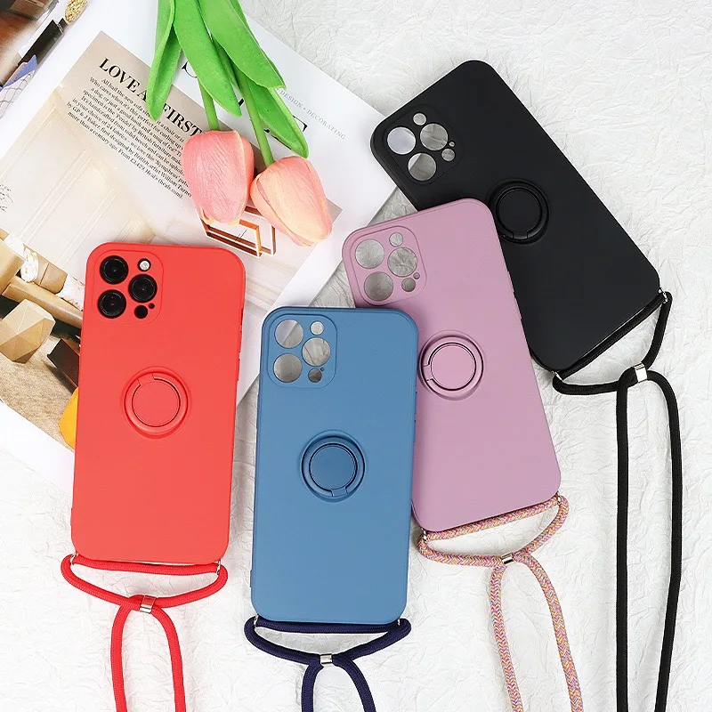 Magnetic Ring Holder Strap Crossbody Lanyard Stand Case Cover