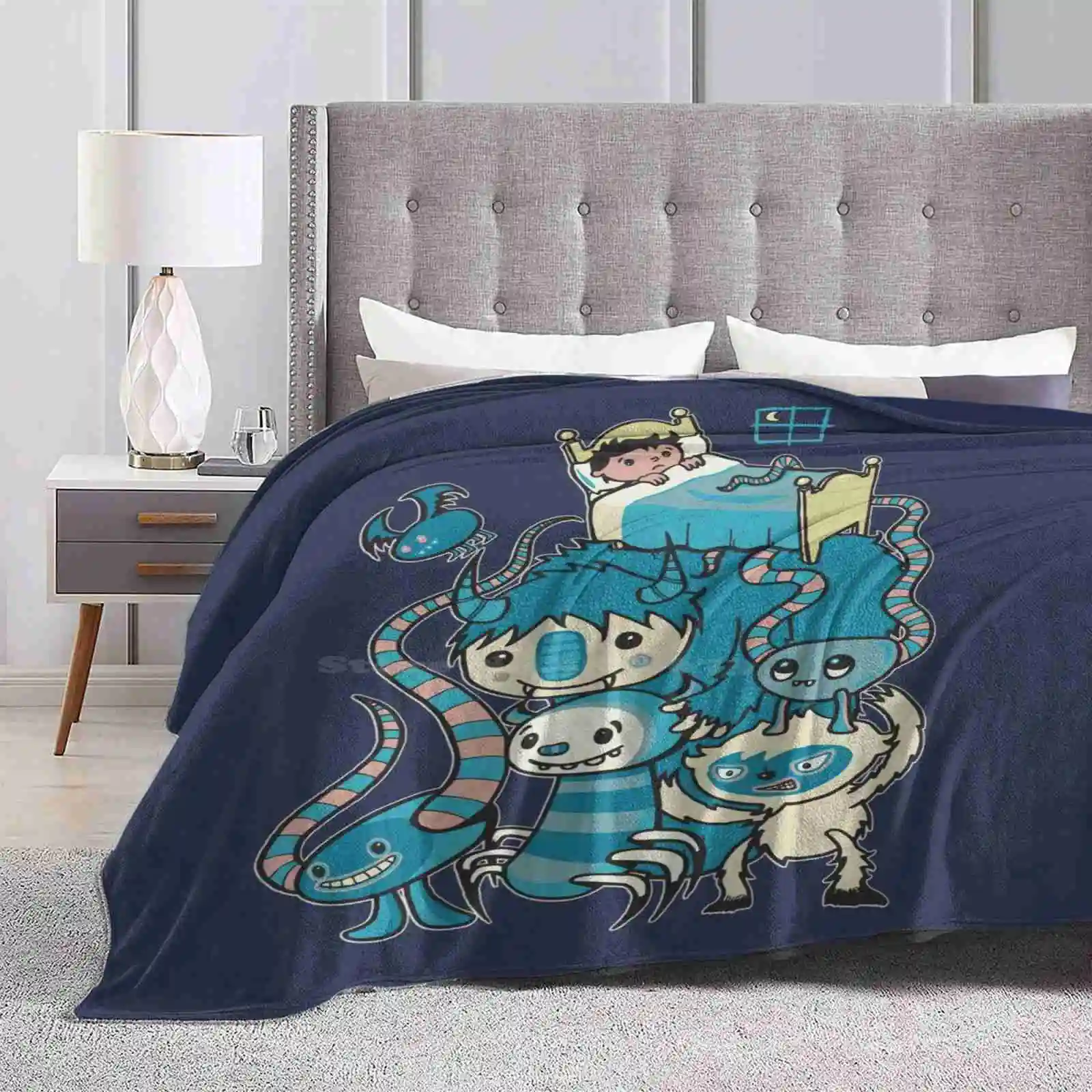 The Under My Bed Design Creativo Confortevole Coperta Di Flanella Calda Mostri Animali Creature Sotto Il Letto Go Bump Night Bed