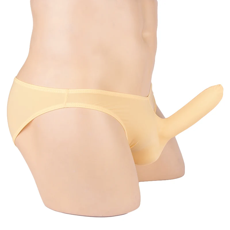 Men's Novelty Underpants Fun Triangle Pants Perspective Ice Silk Sexy Temptation Belt JJ Set Elephant Trunk Elephant Pants