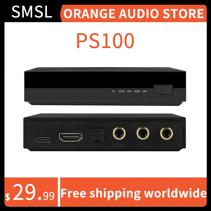 

Многофункциональный аудиоконвертер SMSL PS100, преобразователь ЦАП HDMI ES9023 для музыки дома и автомобиля