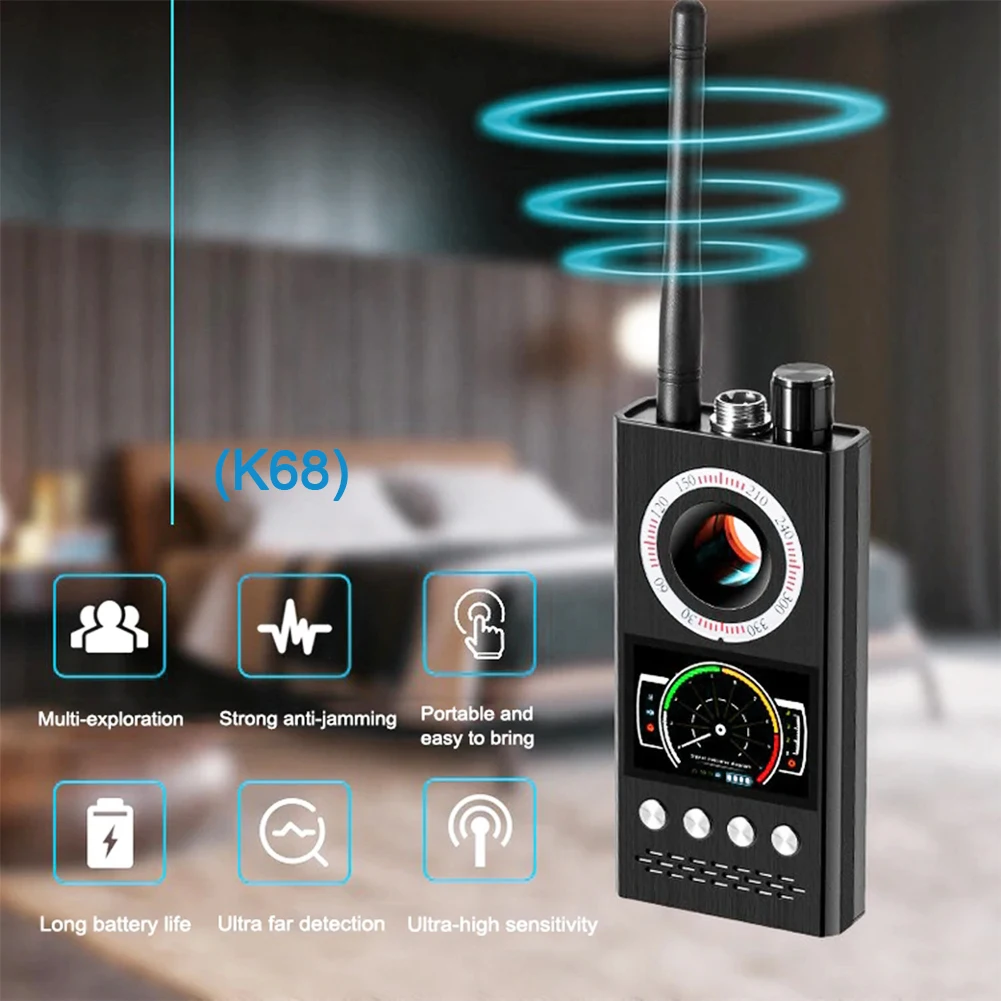 K68 Anti Spy Wireless RF Signal Detector Bug GSM GPS Tracker Hidden Camera Eavesdropping Device Military Professional Version