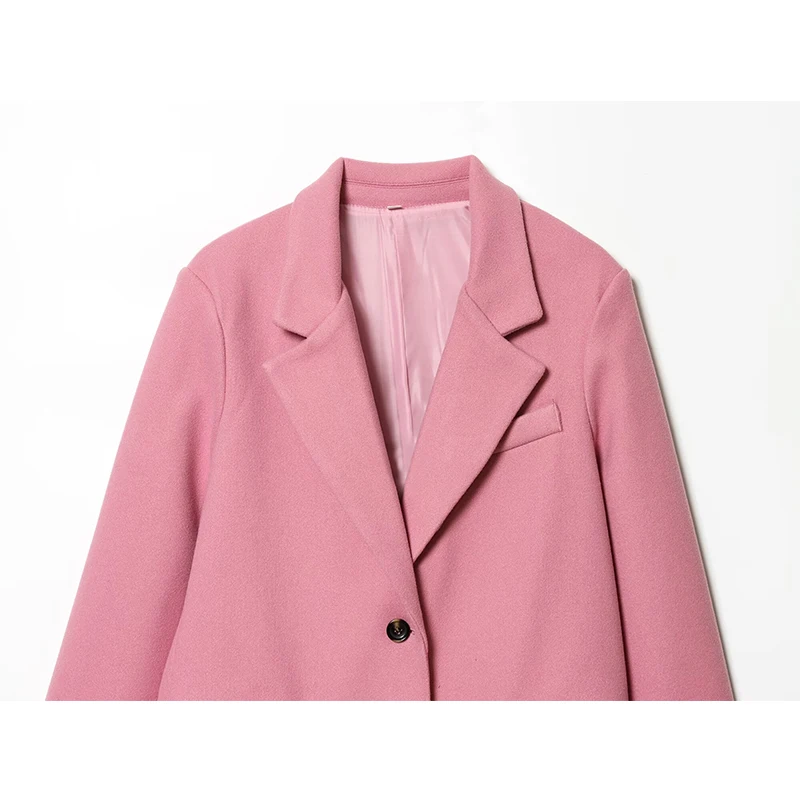 Women's Pink Blazer Jacket Chic Fashion Lapel Single-Breasted Casual Blazers Coat Female Autumn Winter New Outerwears ﻿